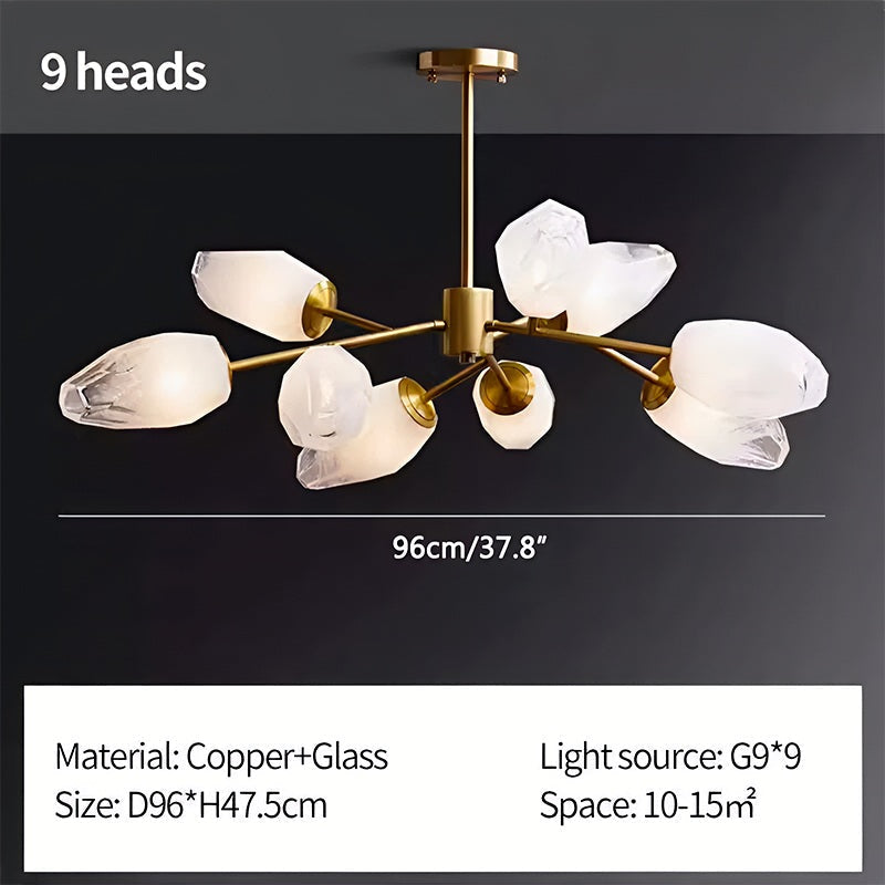 Feyran Crystal Bud Copper Chandelier for Living Room