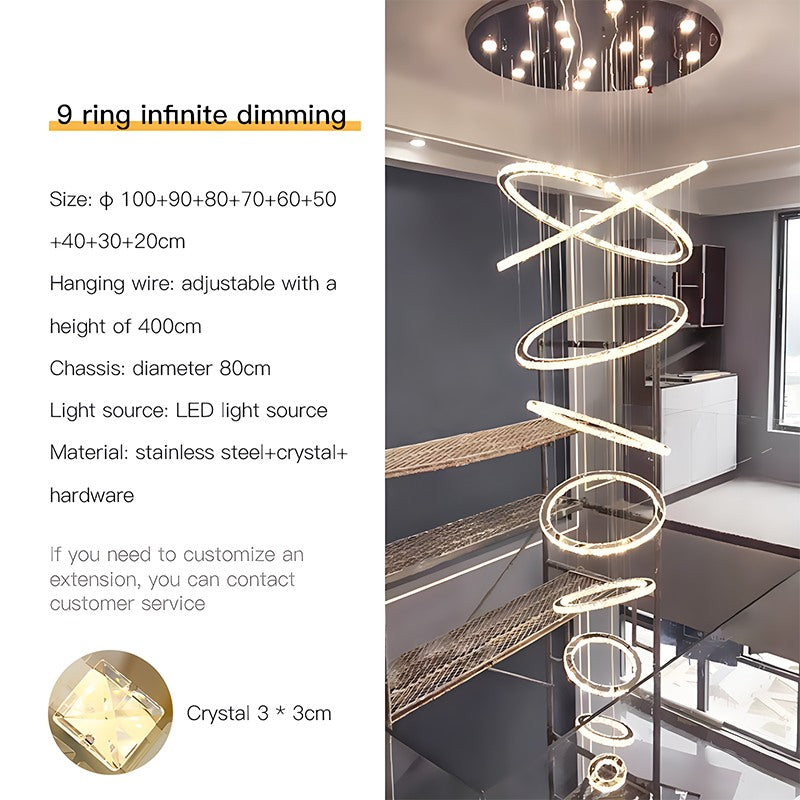 Feyran Luxurious Ring Layered Crystal Chandelier