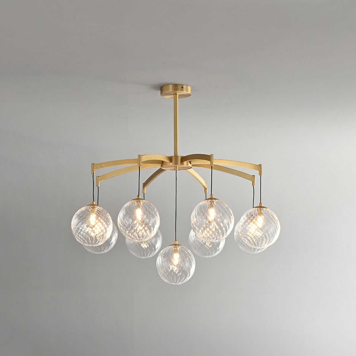 Feyran Modern Luxury Copper Glass Ball Chandelier