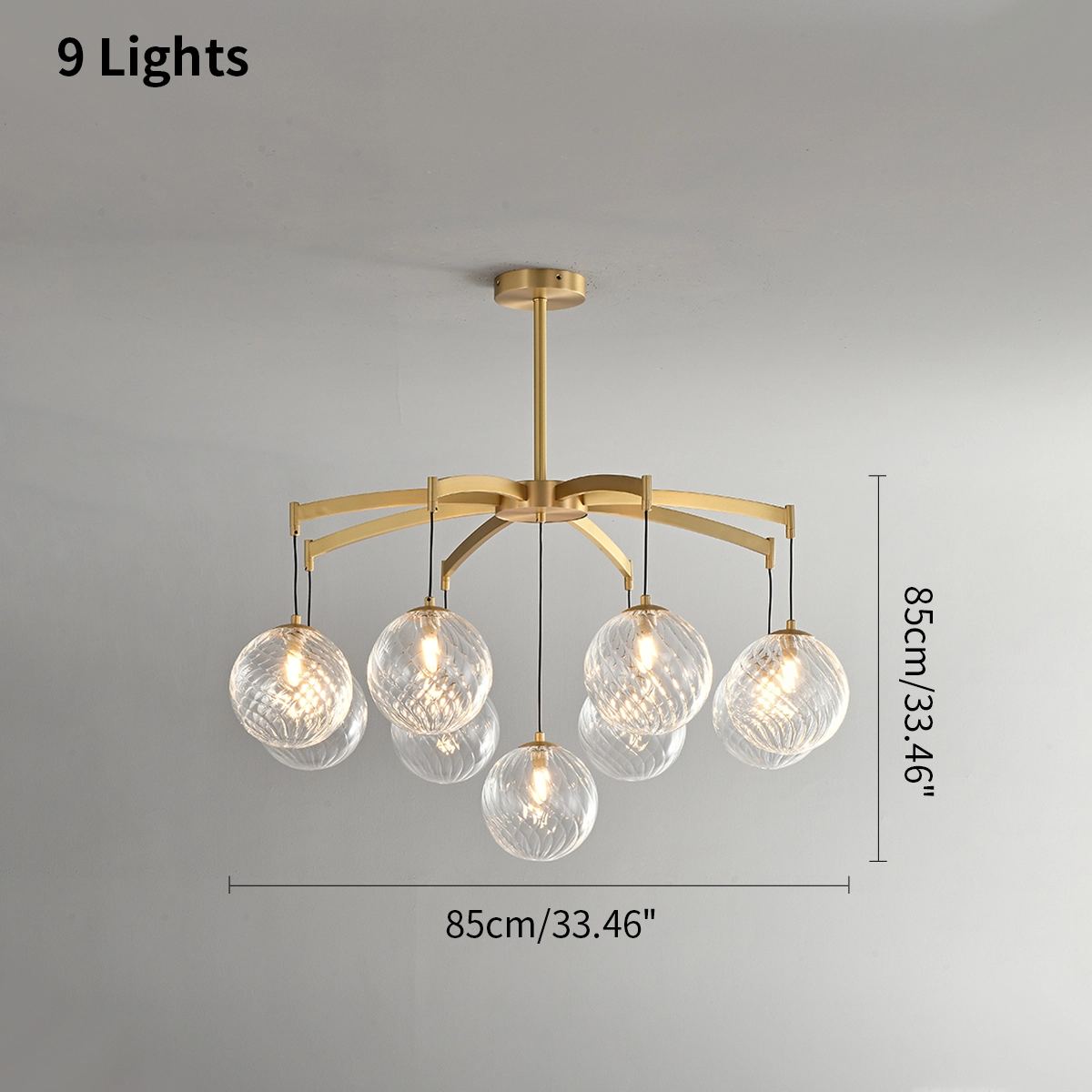 Feyran Modern Luxury Copper Glass Ball Chandelier