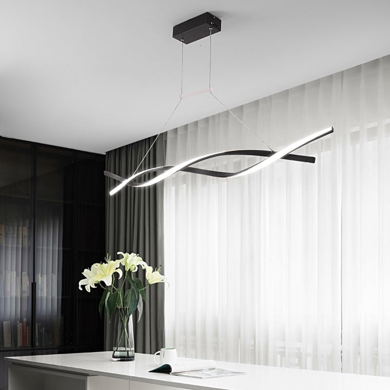 Feyran LED Linear Wave Chandelier for Dining Room