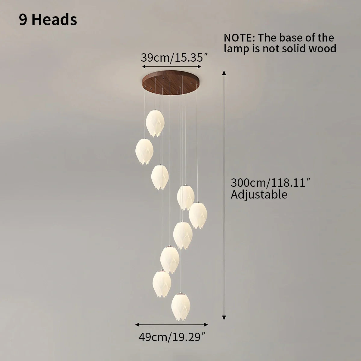 Feyran Cream Tulip Long Pendant Chandelier for Staircase