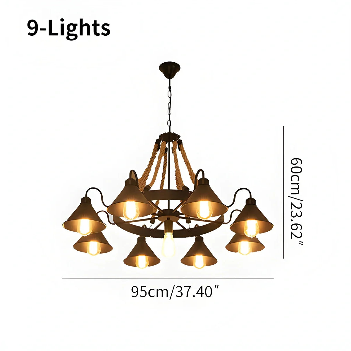Feyran Vintage Industrial Rope Chandelier for Dining Area