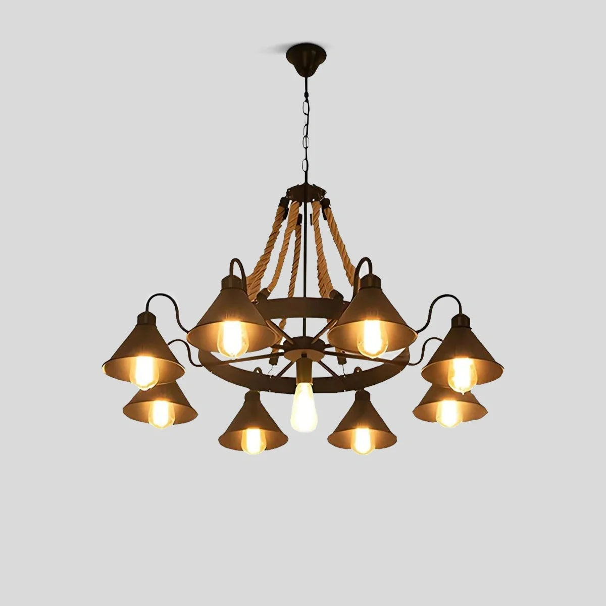 Feyran Vintage Industrial Rope Chandelier for Dining Area