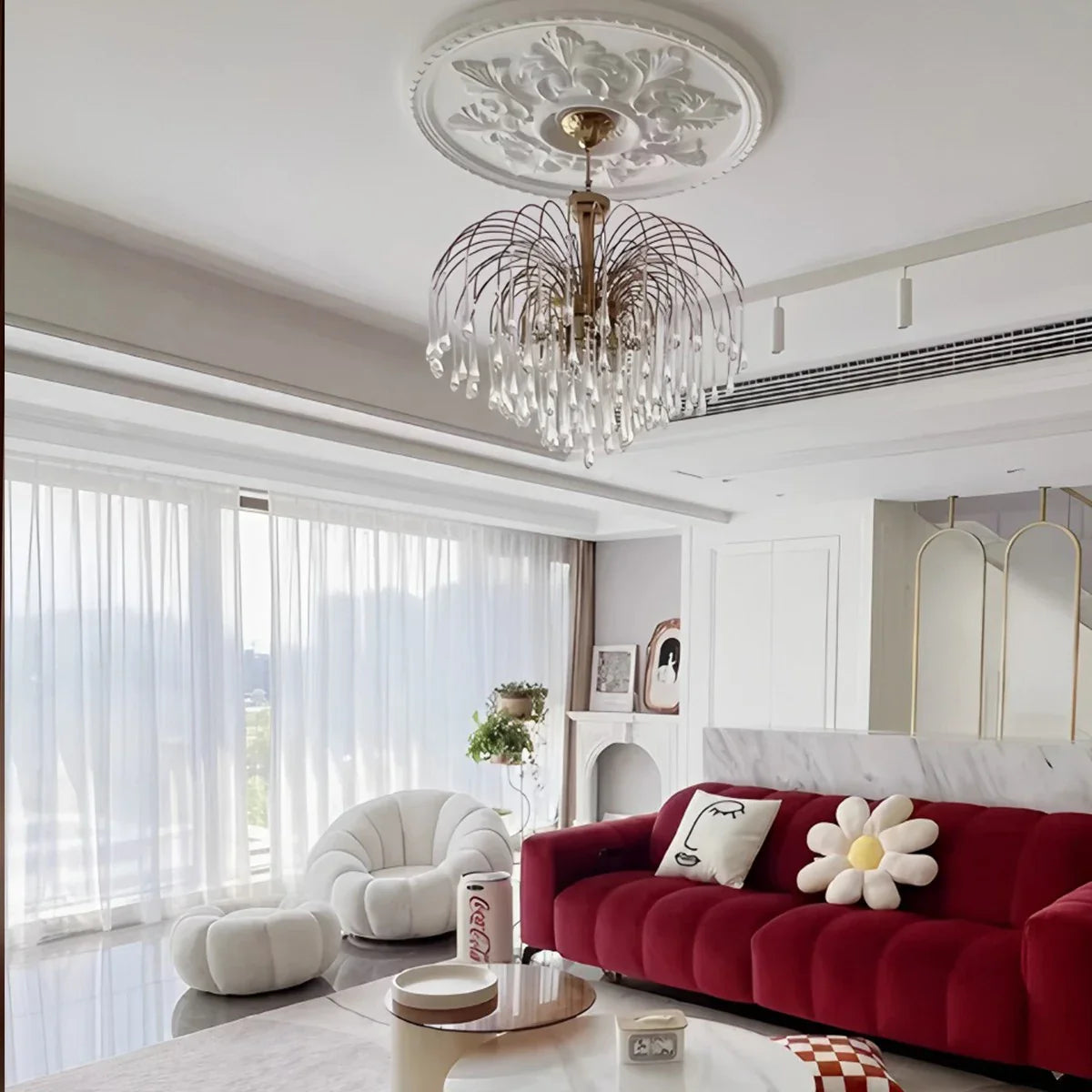 Feyran French Retro Water Drop Glass Chandelier