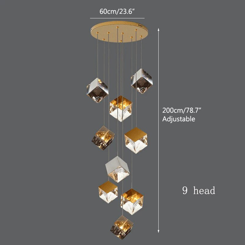 Feyran Ice Cube Textured Glass Chandelier