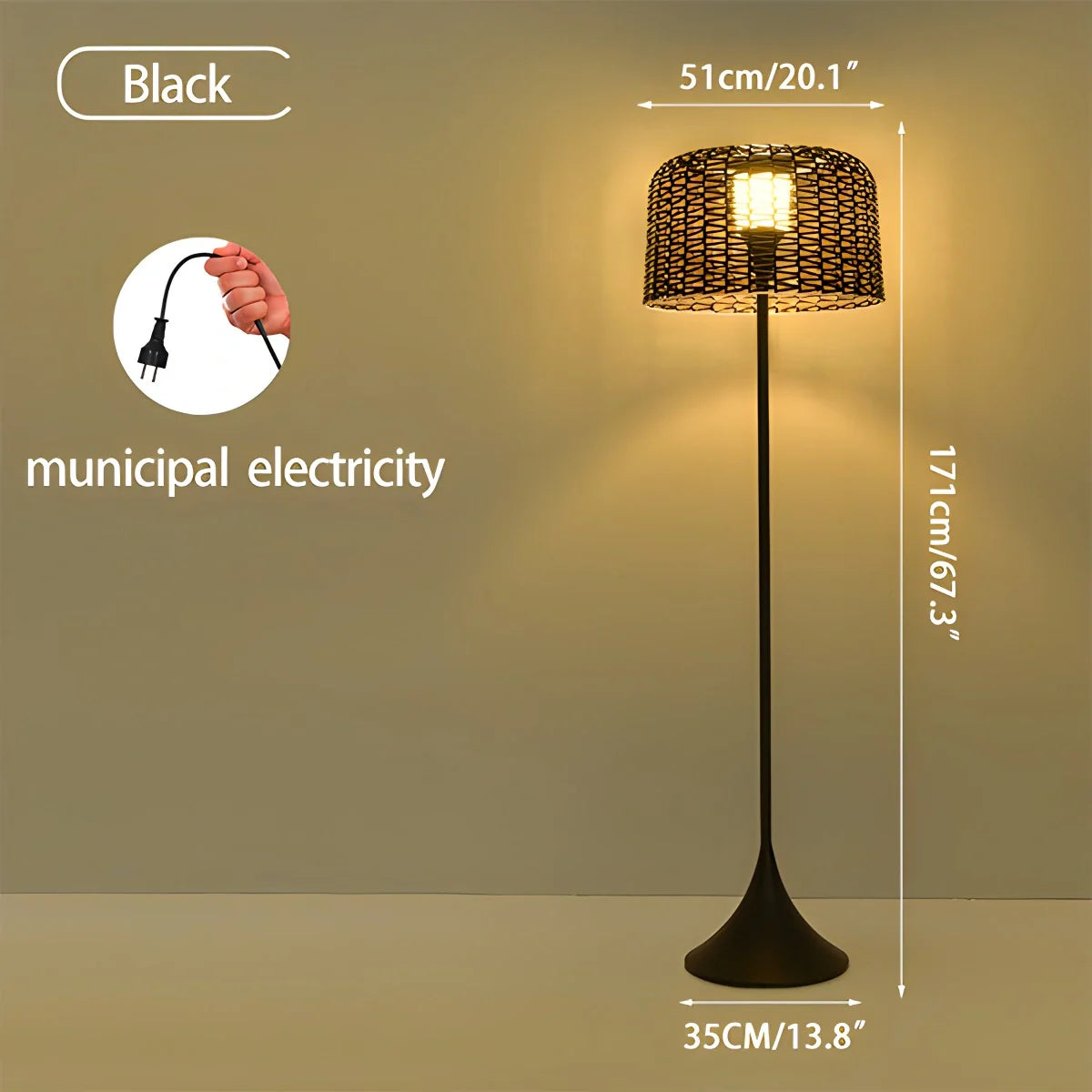 Feyran Vine Woven Floor Lamp for Outdoor