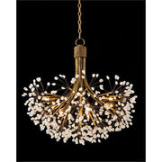 Stone Quartz Nine-Light Chandelier, Gold Leaf Finish with Natural Crystals, G9 Bulbs - Feyran