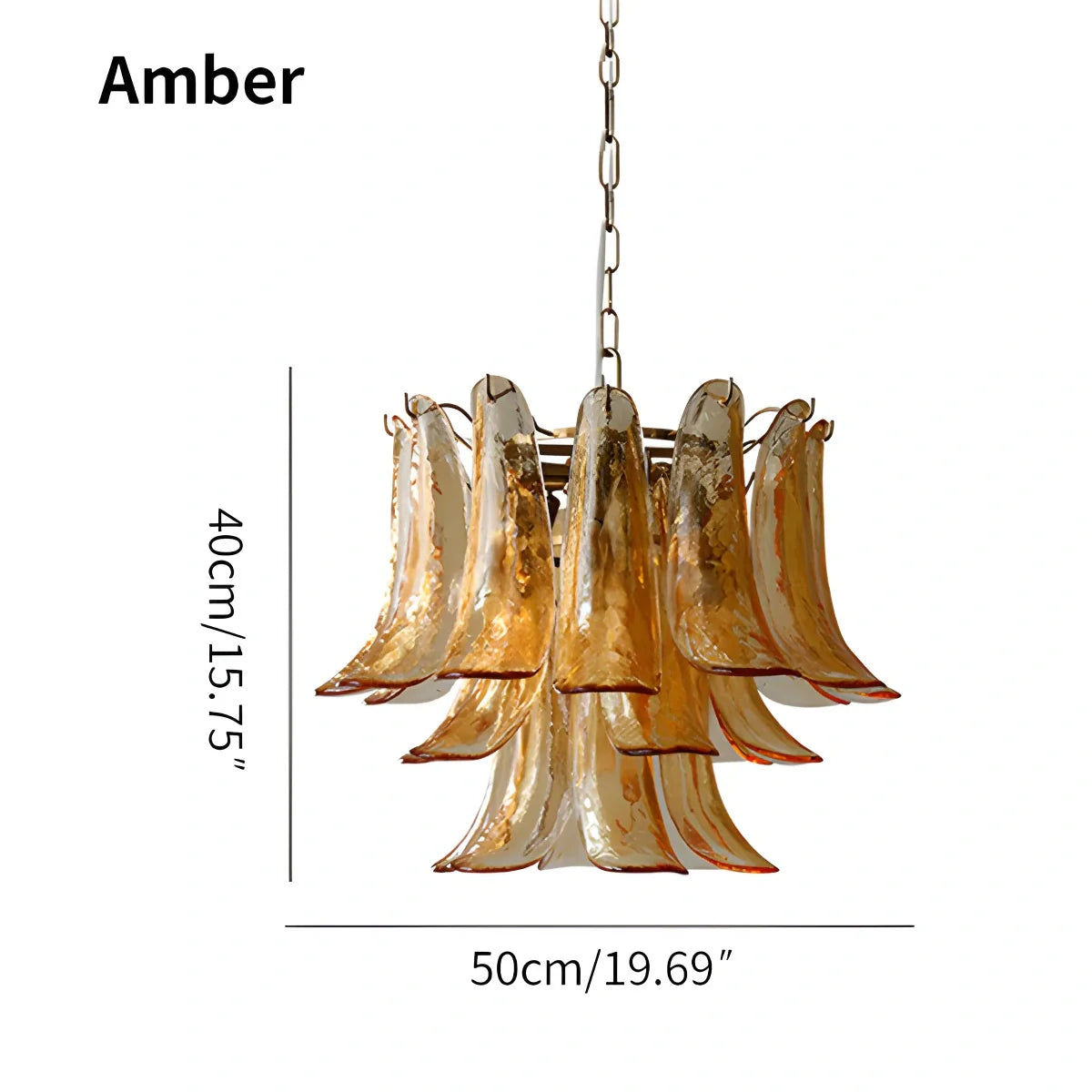 Feyran Gold Tiered Green Glass Chandelier for High Ceiling