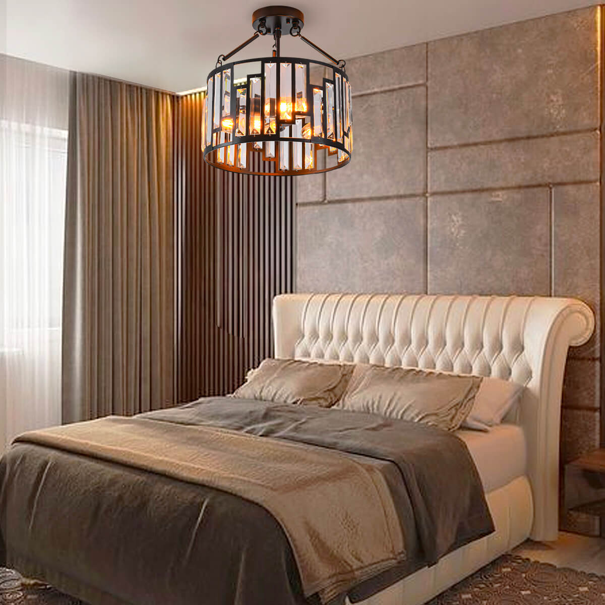 American-style-iron-pendant-lamp-Ceiling-light-bed room | Feyran
