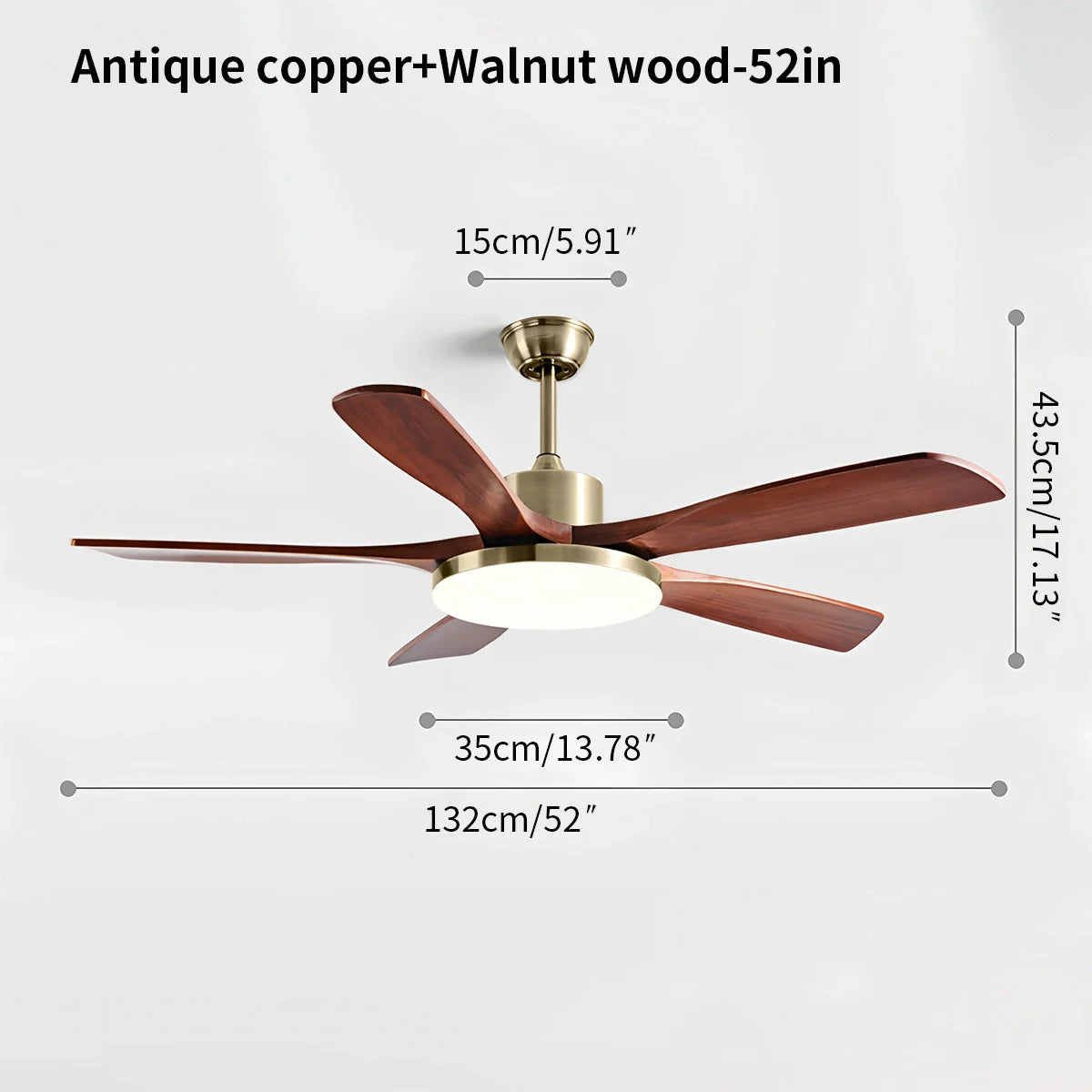 Feyran Solid Wood Ceiling Fan Light for Living Room