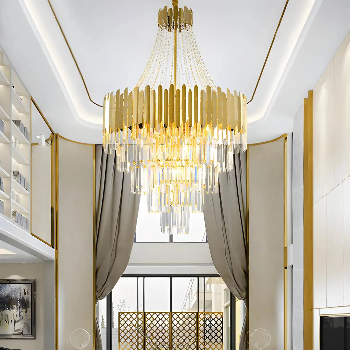 Feyran Large Tiered Gold Crystal Chandelier