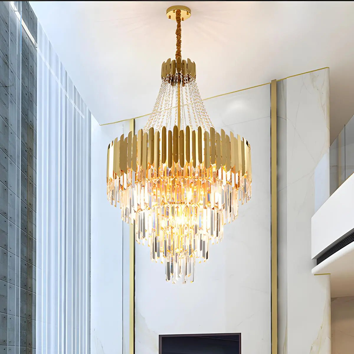 Feyran Large Tiered Gold Crystal Chandelier