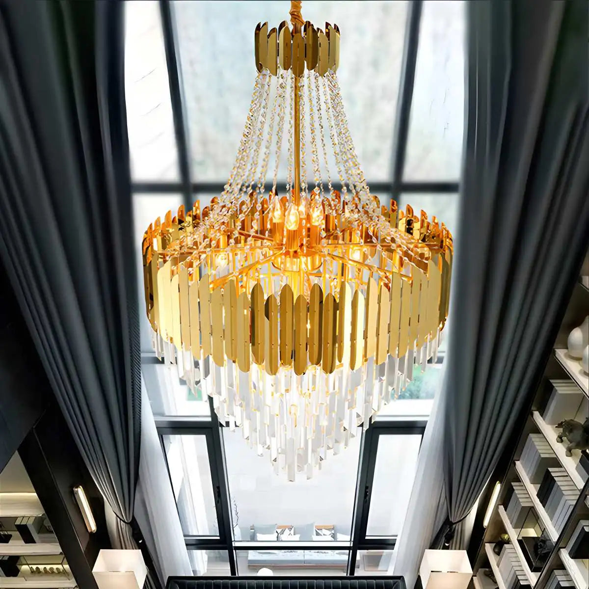 Feyran Large Tiered Gold Crystal Chandelier