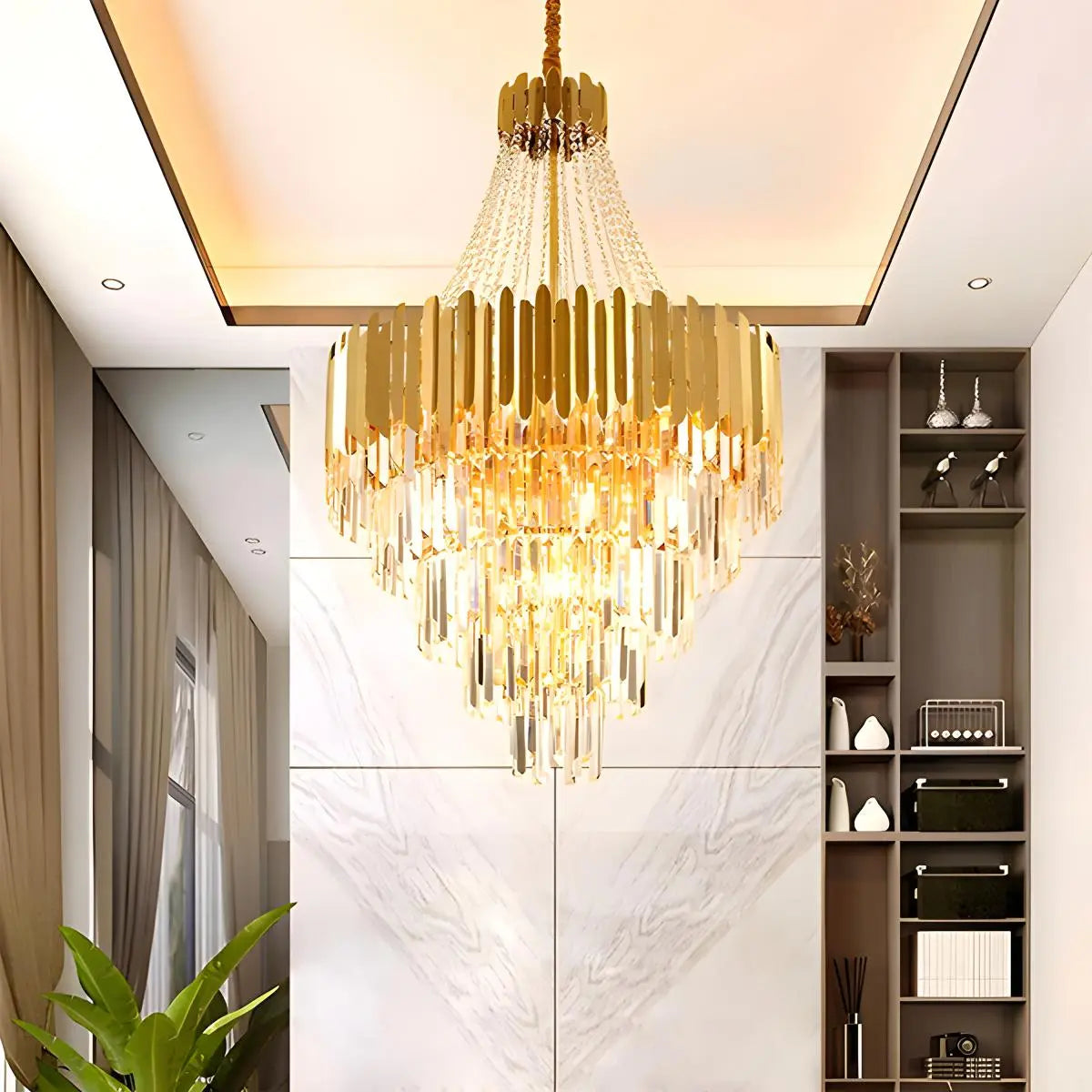 Feyran Large Tiered Gold Crystal Chandelier