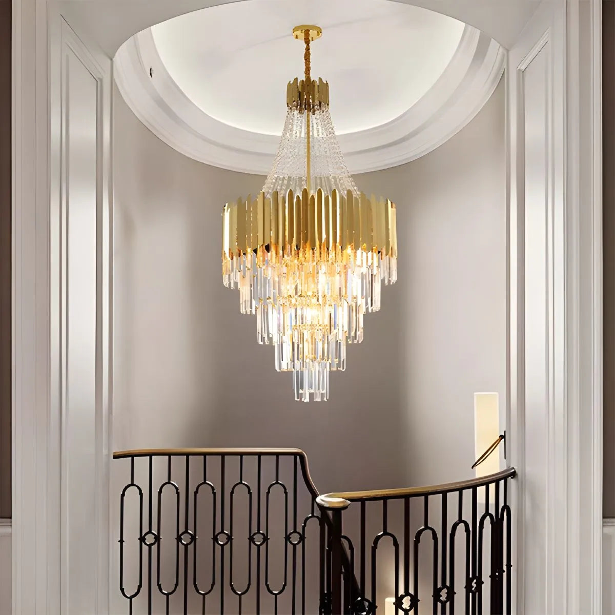 Feyran Large Tiered Gold Crystal Chandelier