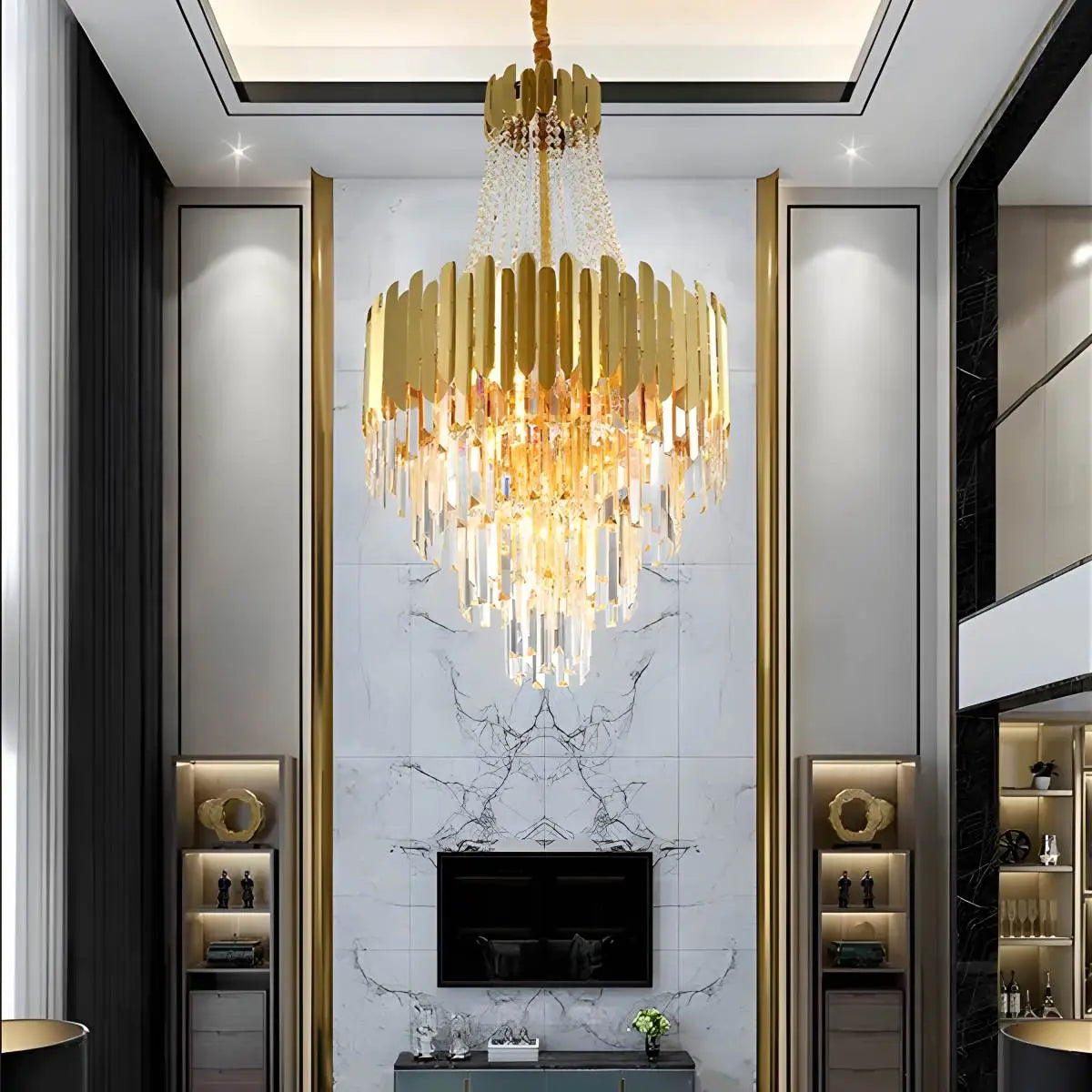 Feyran Large Tiered Gold Crystal Chandelier