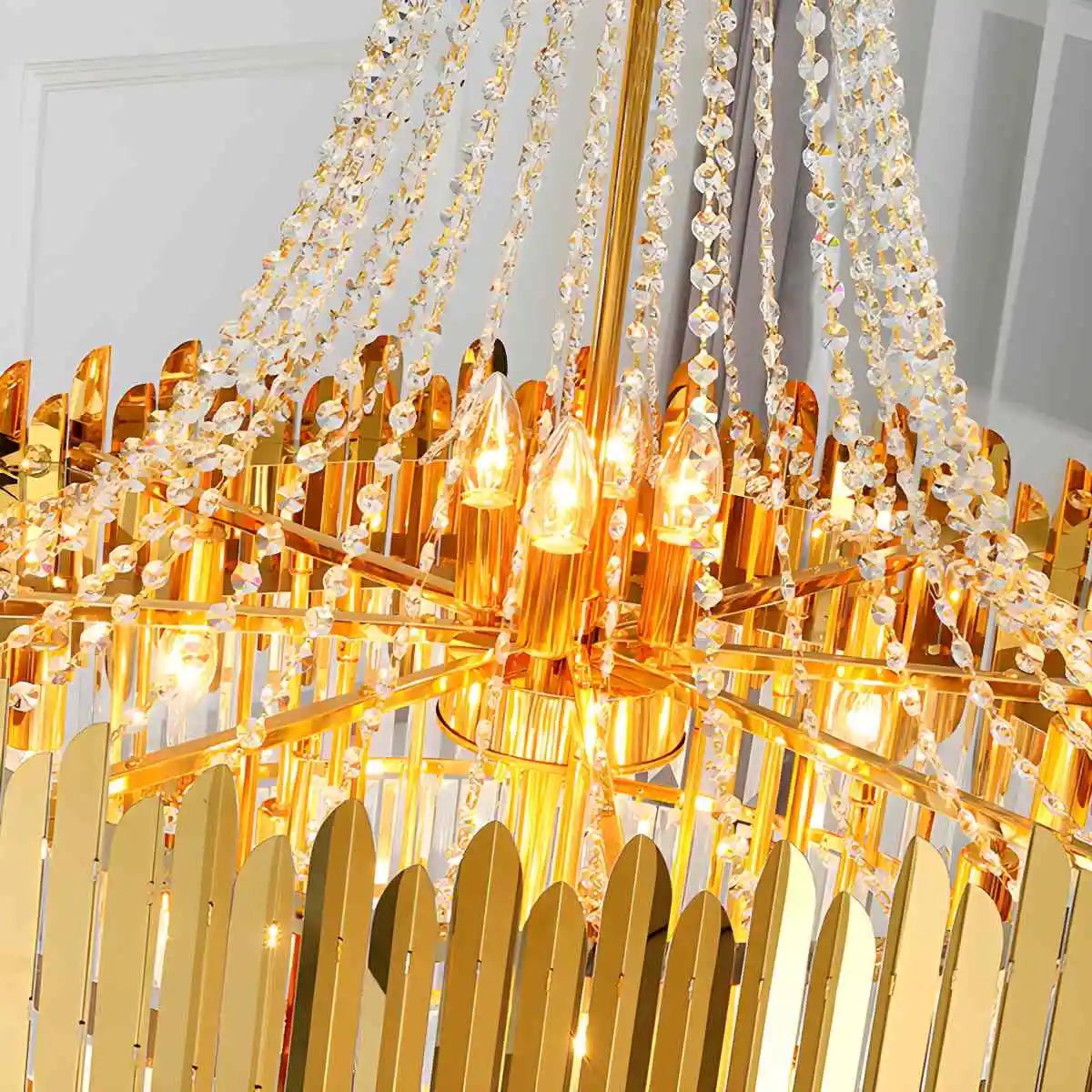 Feyran Large Tiered Gold Crystal Chandelier