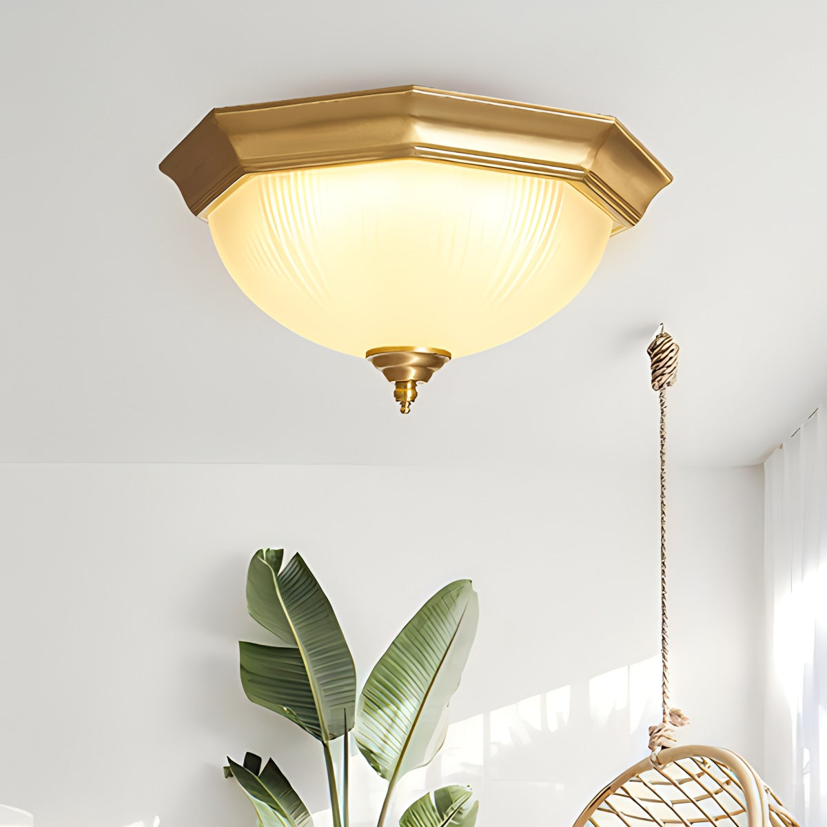 Feyran European Style Copper Glass Ceiling Lamp-D