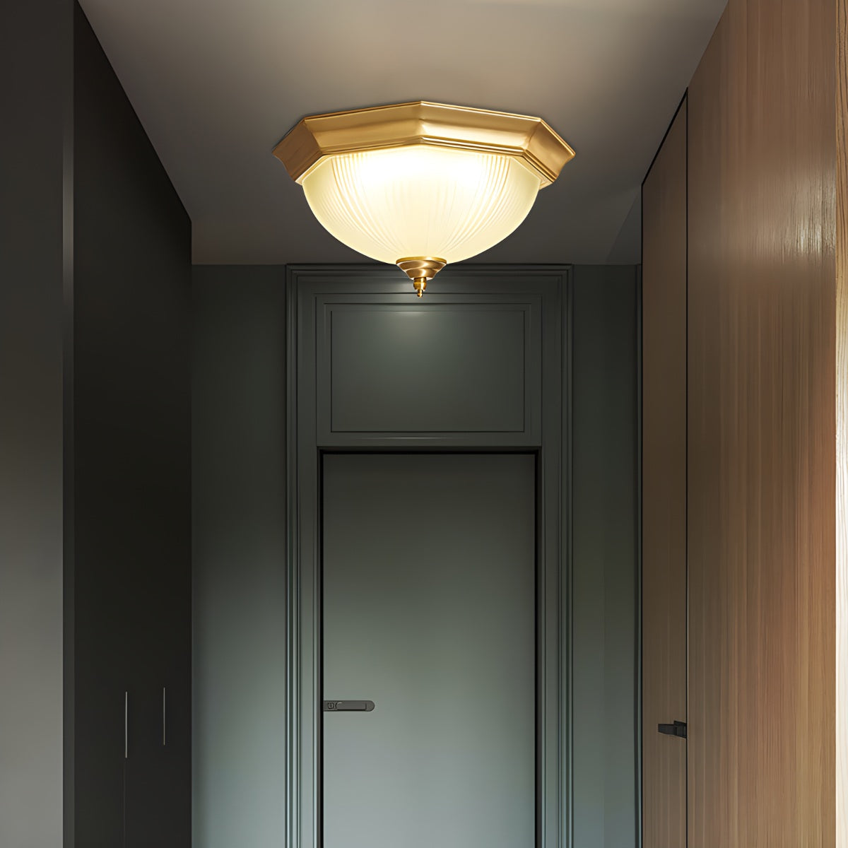 Feyran European Style Copper Glass Ceiling Lamp-D