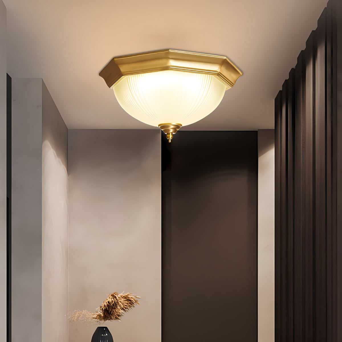 Feyran European Style Copper Glass Ceiling Lamp-D