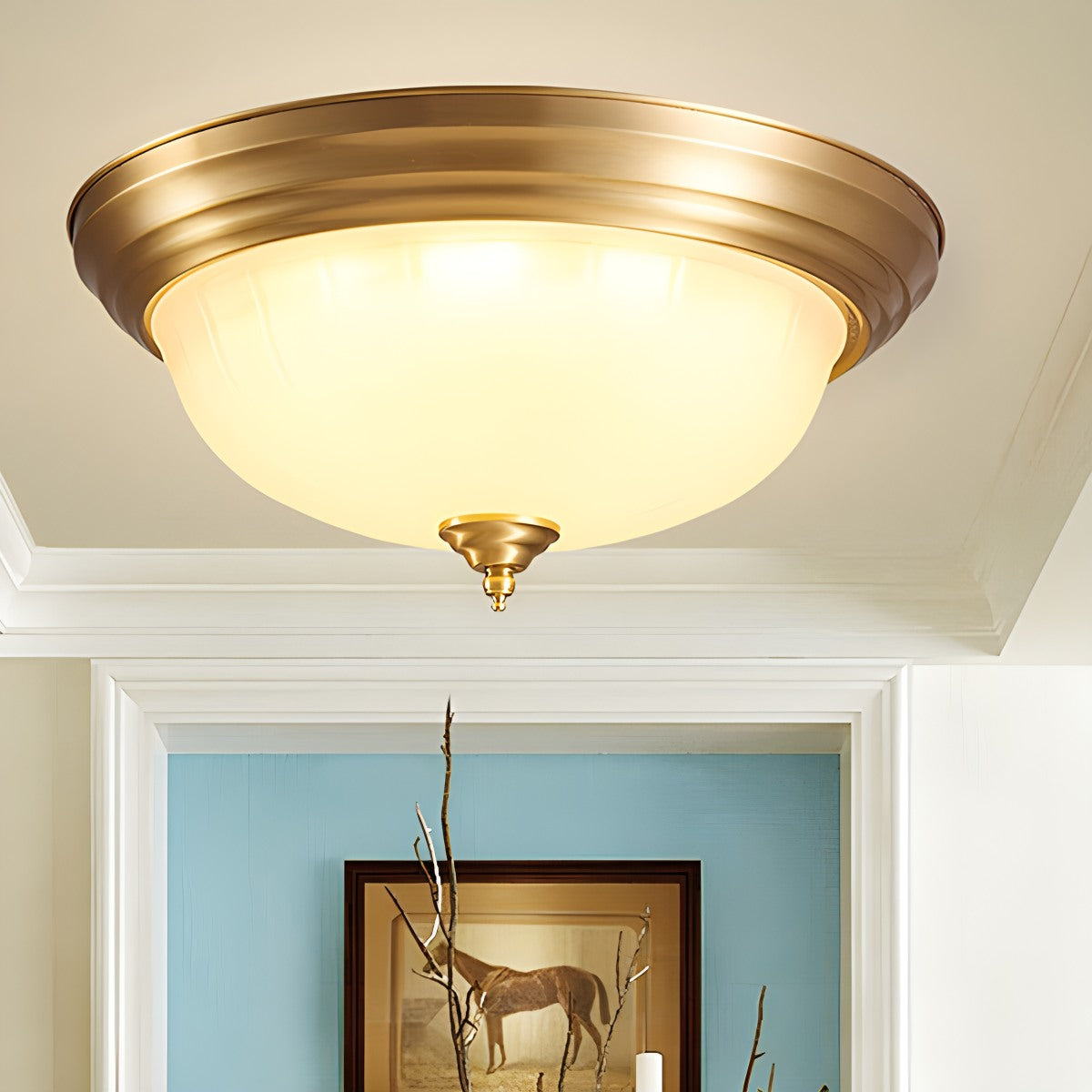 Feyran European Style Copper Glass Ceiling Lamp-D
