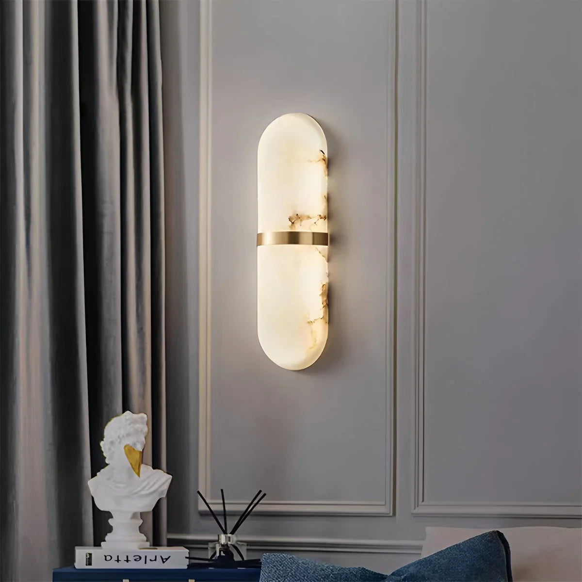 Feyran Melange Pill Form Spanish Alabaster Wall Sconce
