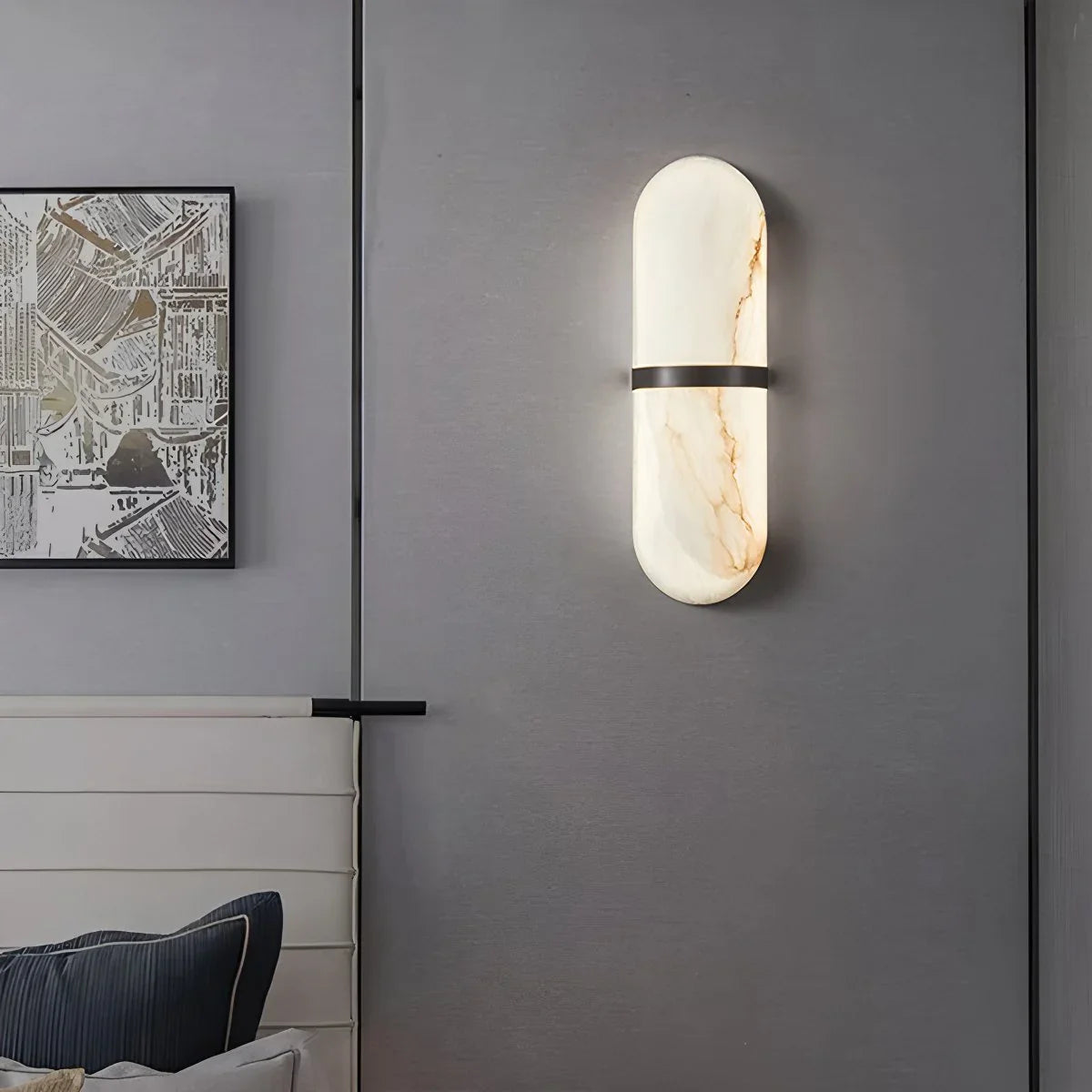 Feyran Melange Pill Form Spanish Alabaster Wall Sconce