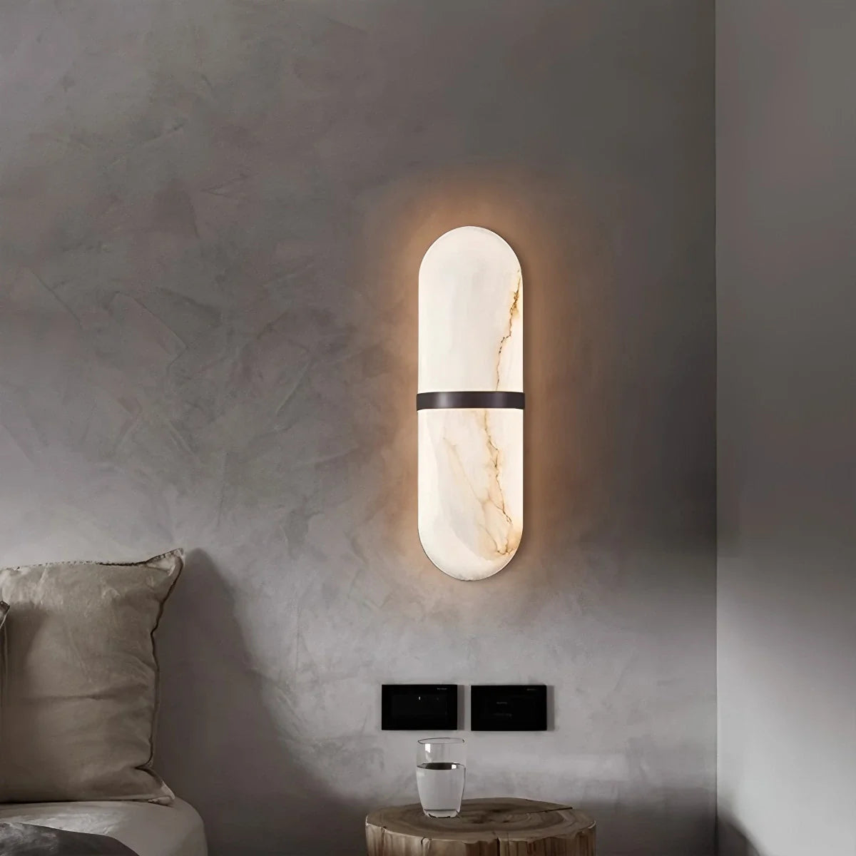 Feyran Melange Pill Form Spanish Alabaster Wall Sconce