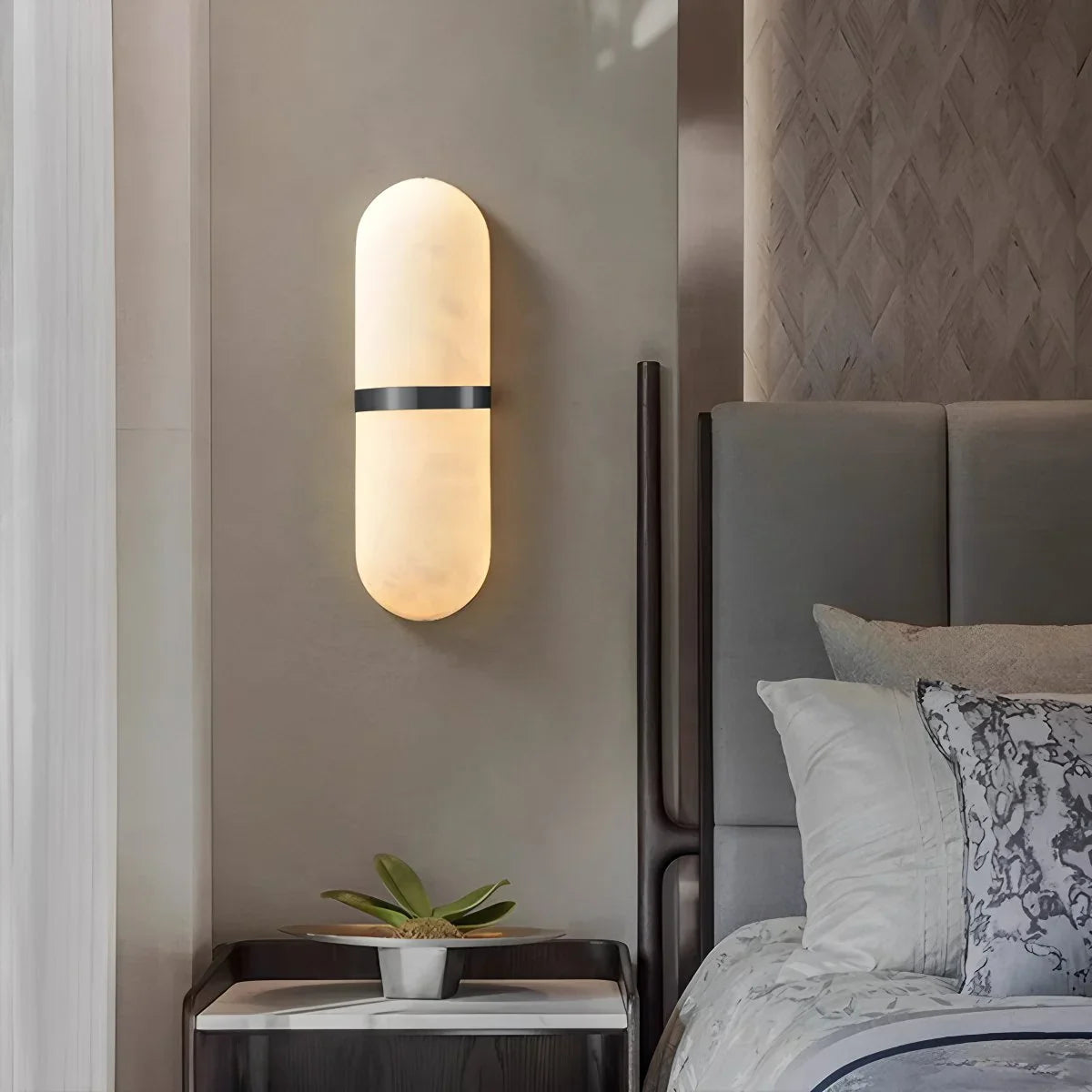 Feyran Melange Pill Form Spanish Alabaster Wall Sconce