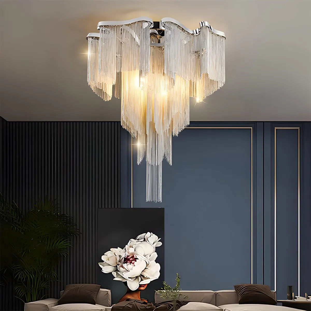 Feyran Aluminum Tassel LED Ceiling Chandelier