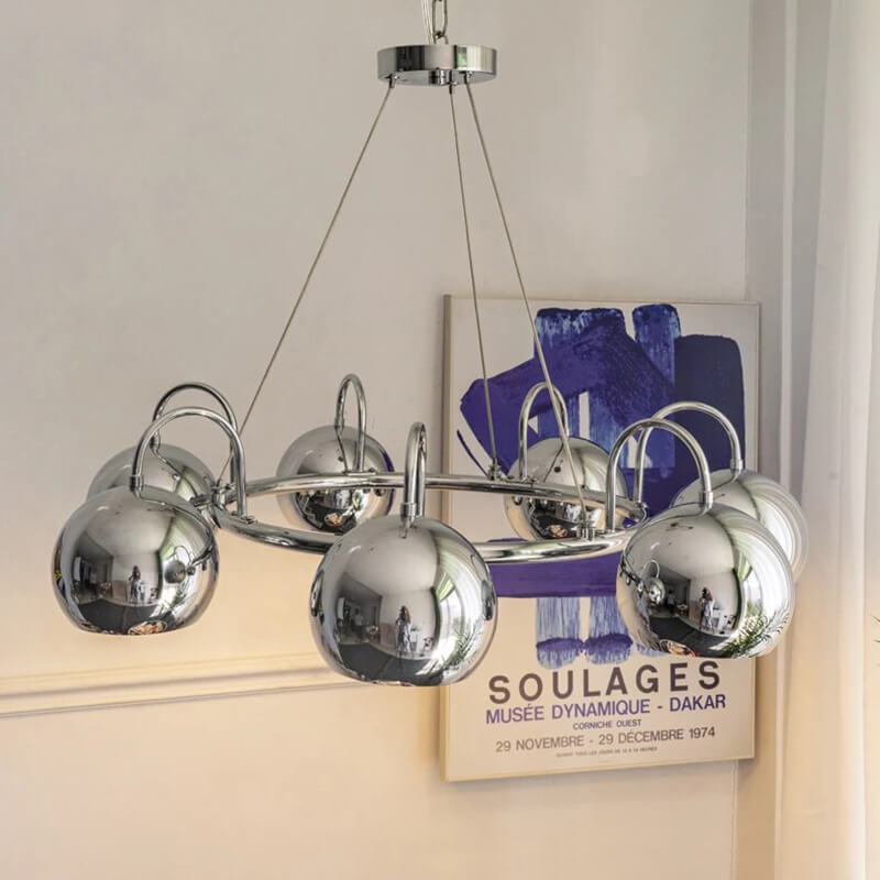 Feyran Bauhaus Style Antique Chrome Chandelier