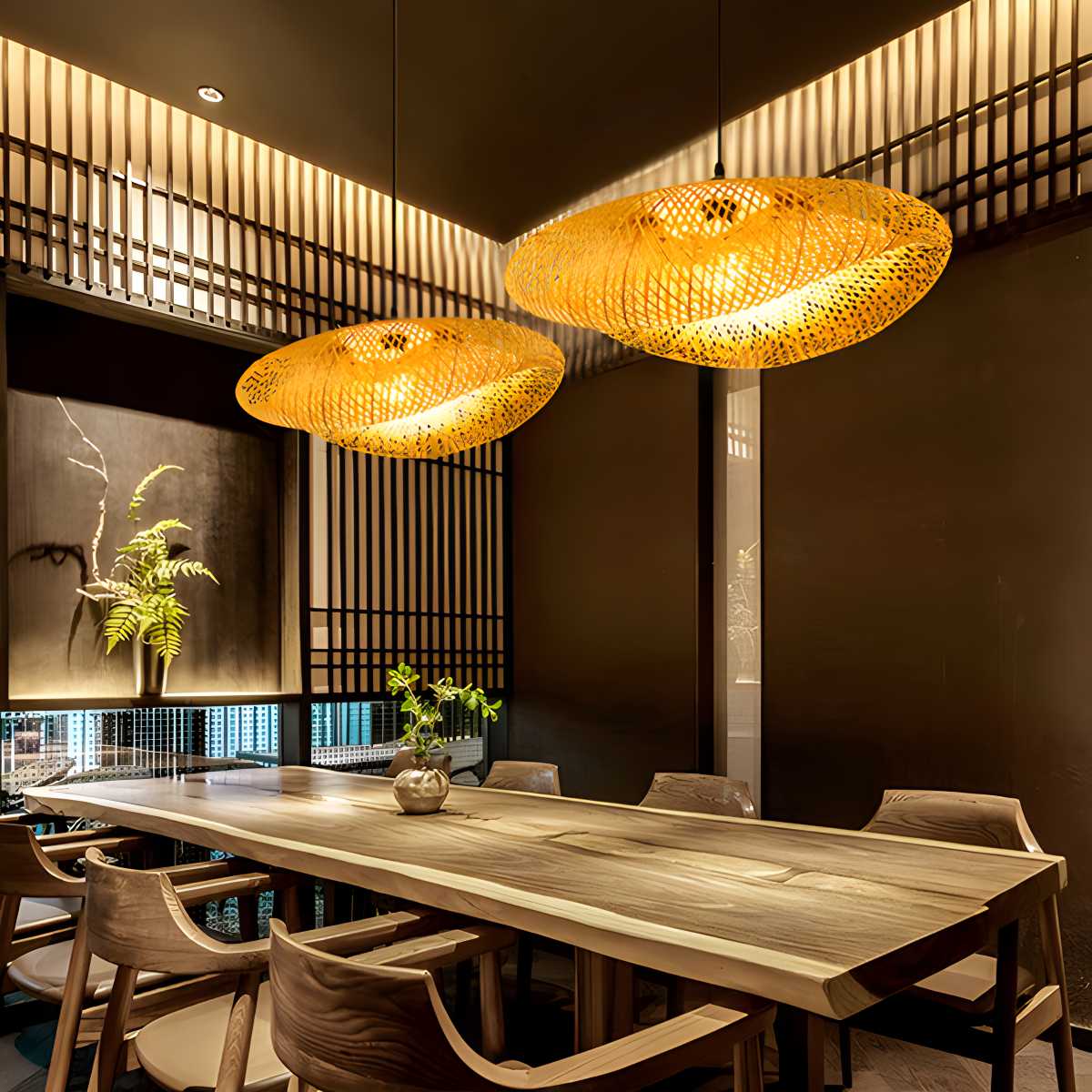 Feyran Bamboo Weaving Pendant Light for Dining Room