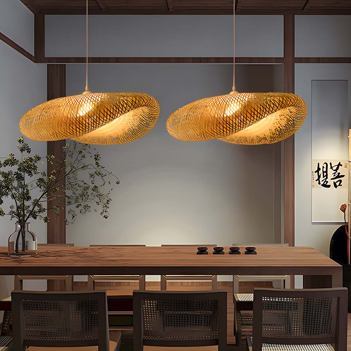 Feyran Bamboo Weaving Pendant Light for Dining Room