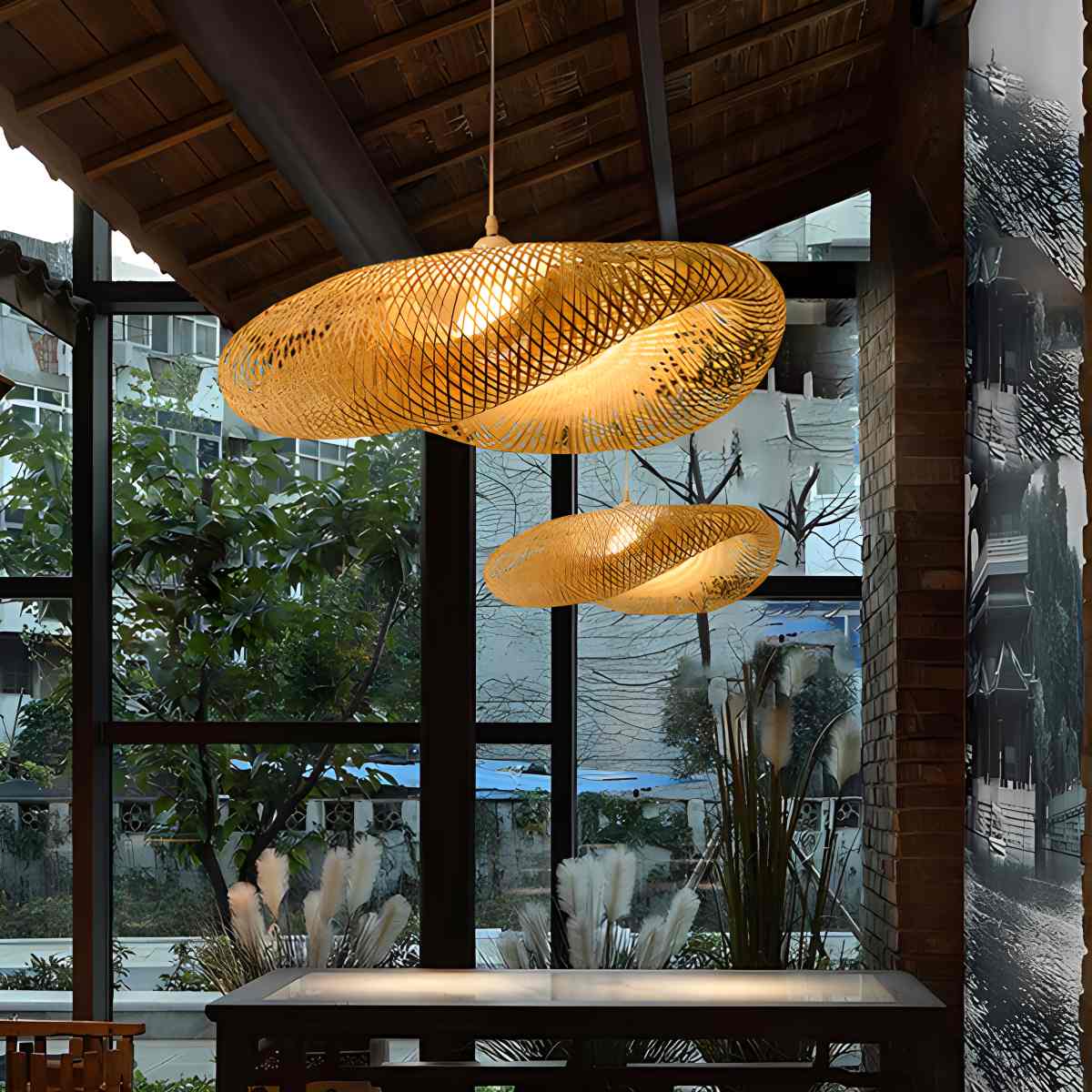 Feyran Bamboo Weaving Pendant Light for Dining Room