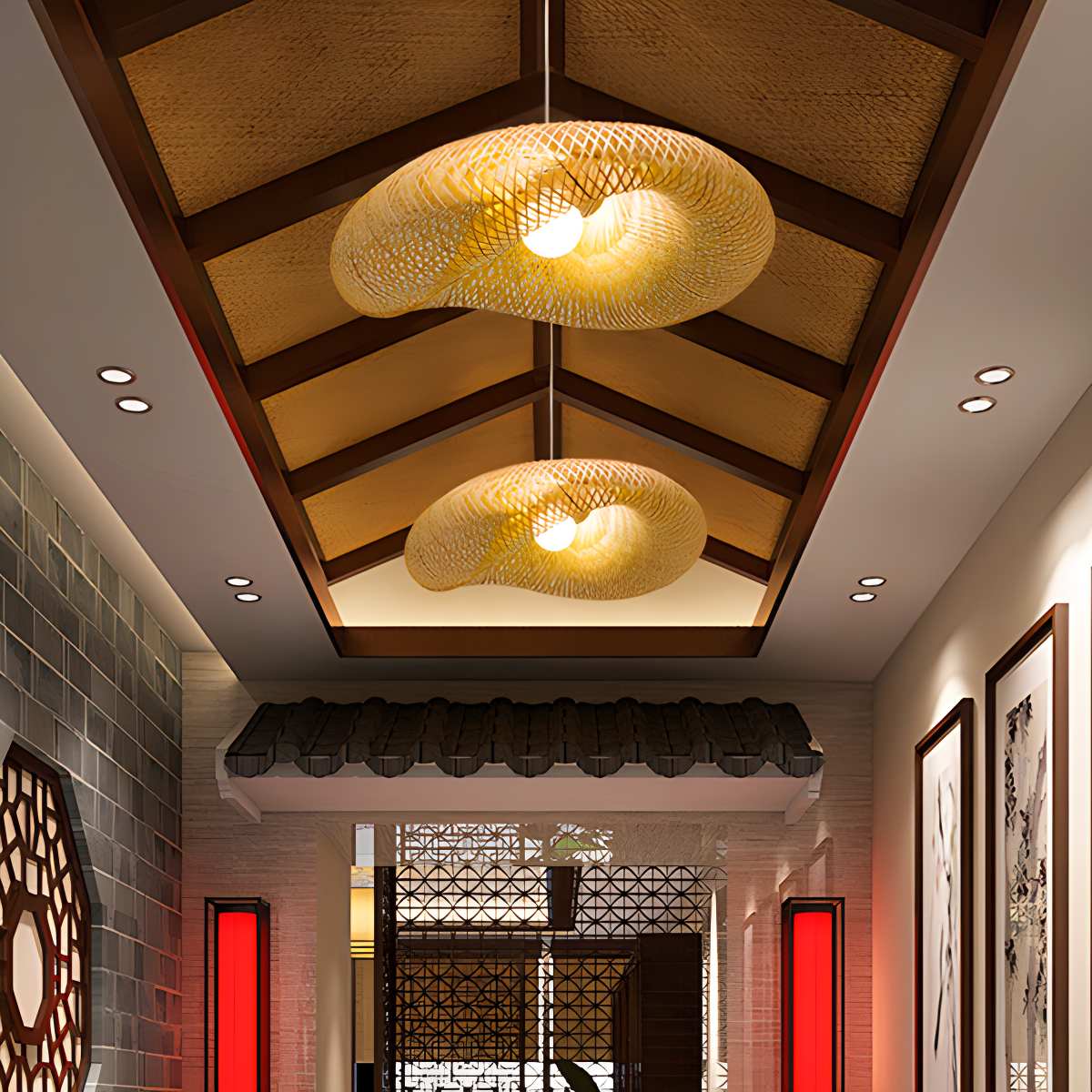 Feyran Bamboo Weaving Pendant Light for Dining Room
