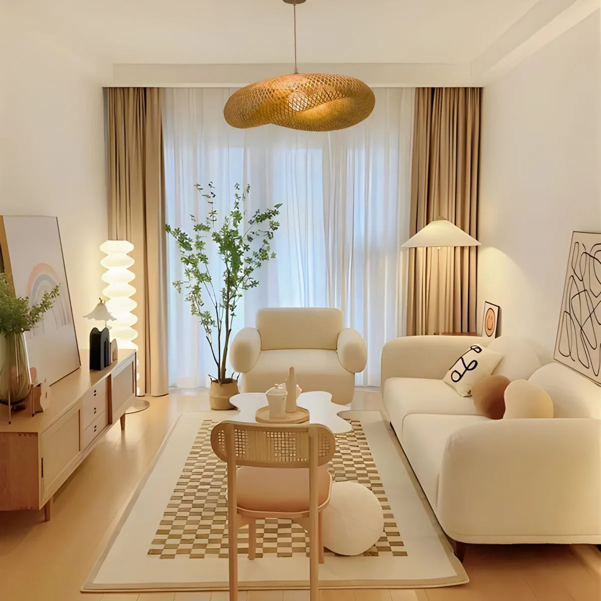 Feyran Bamboo Weaving Pendant Light for Dining Room