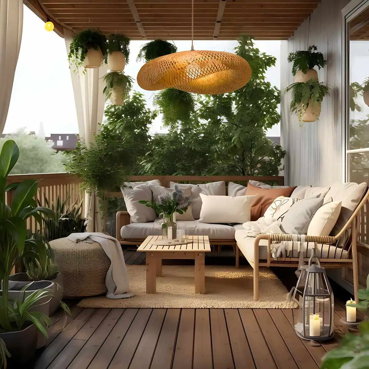 Feyran Bamboo Weaving Pendant Light for Dining Room