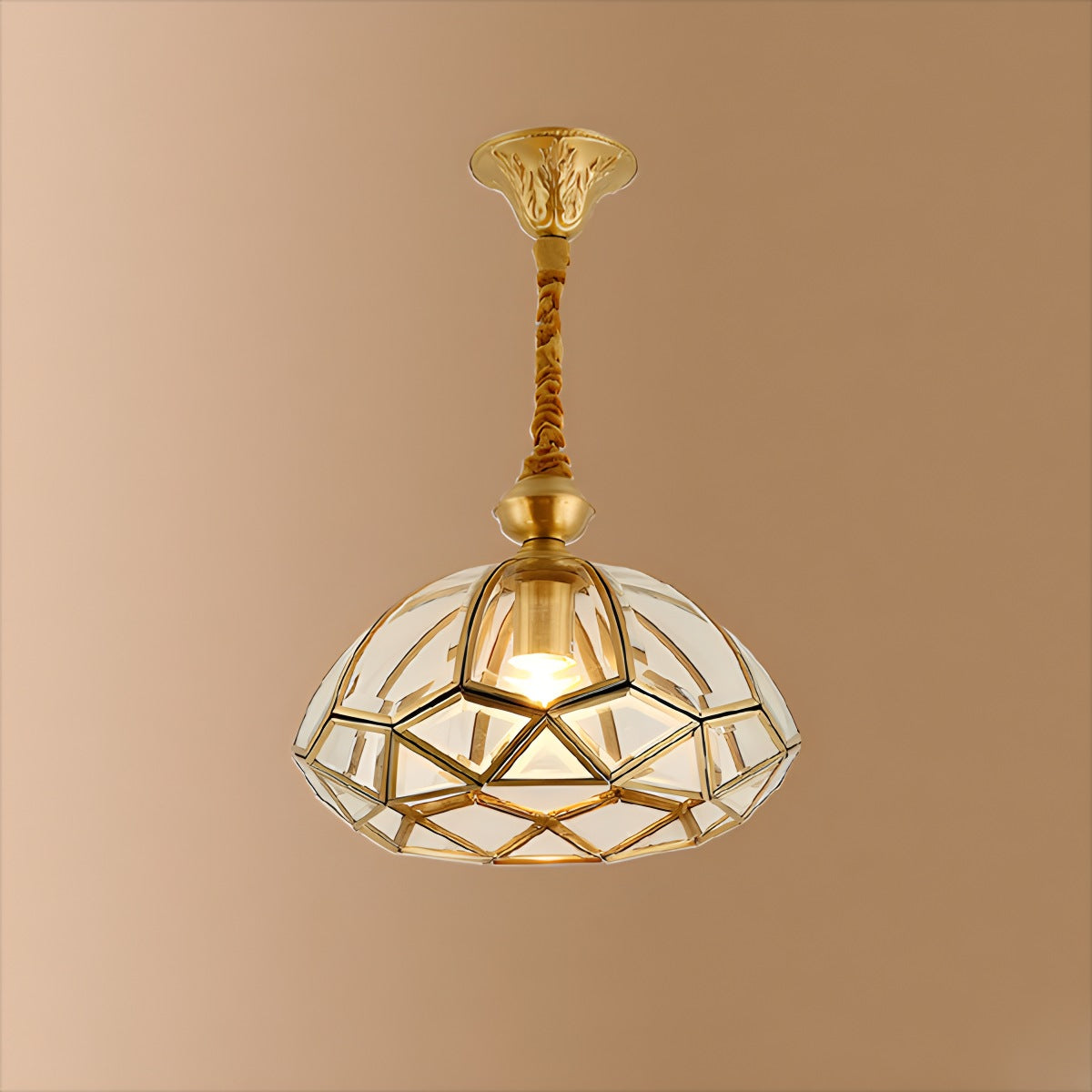 Feyran European Style Copper Glass Ceiling Lamp-C