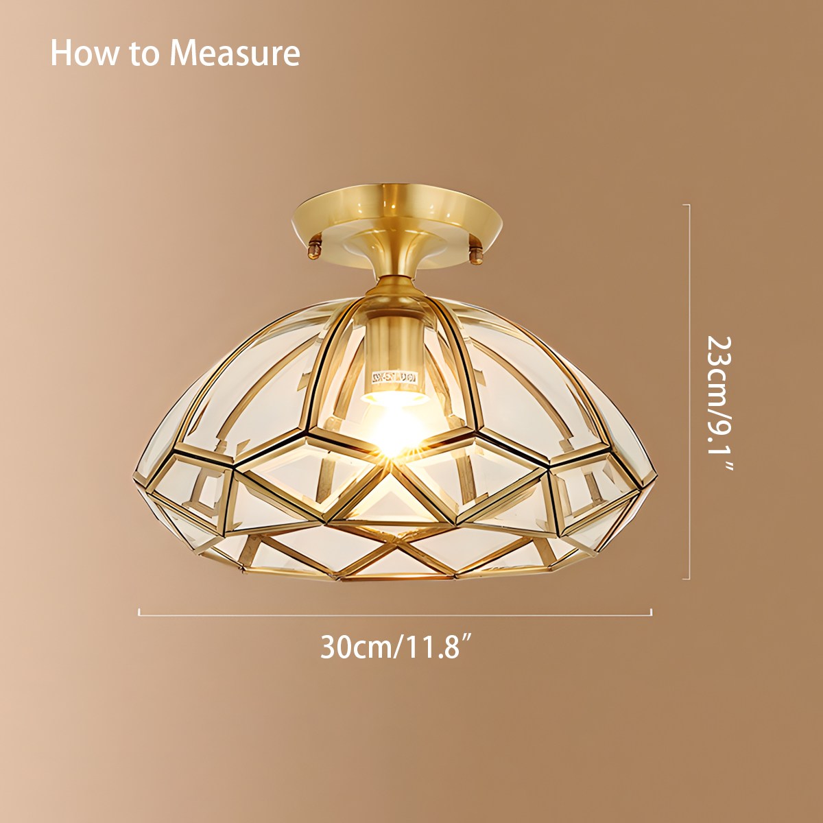Feyran European Style Copper Glass Ceiling Lamp-C