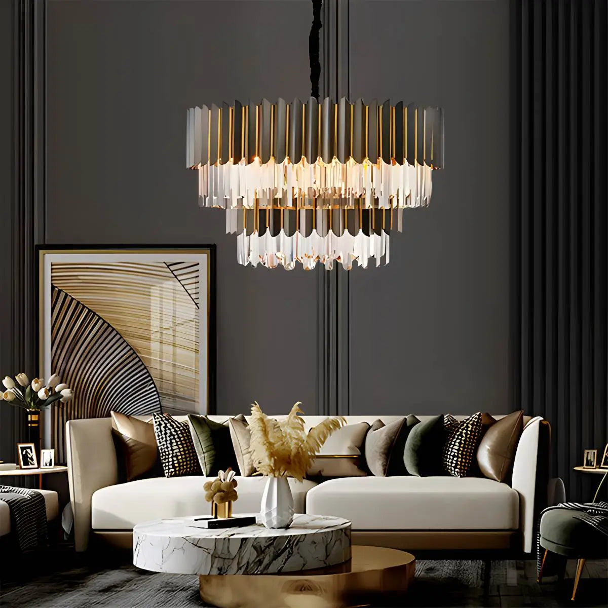 Feyran Modern Black Gold Luxury Crystal Chandelier