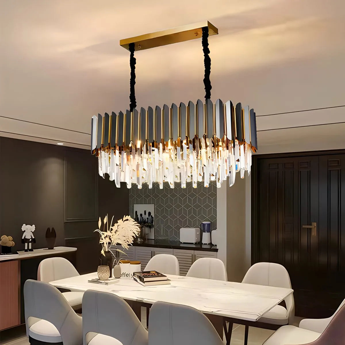 Feyran Modern Black Gold Luxury Crystal Chandelier