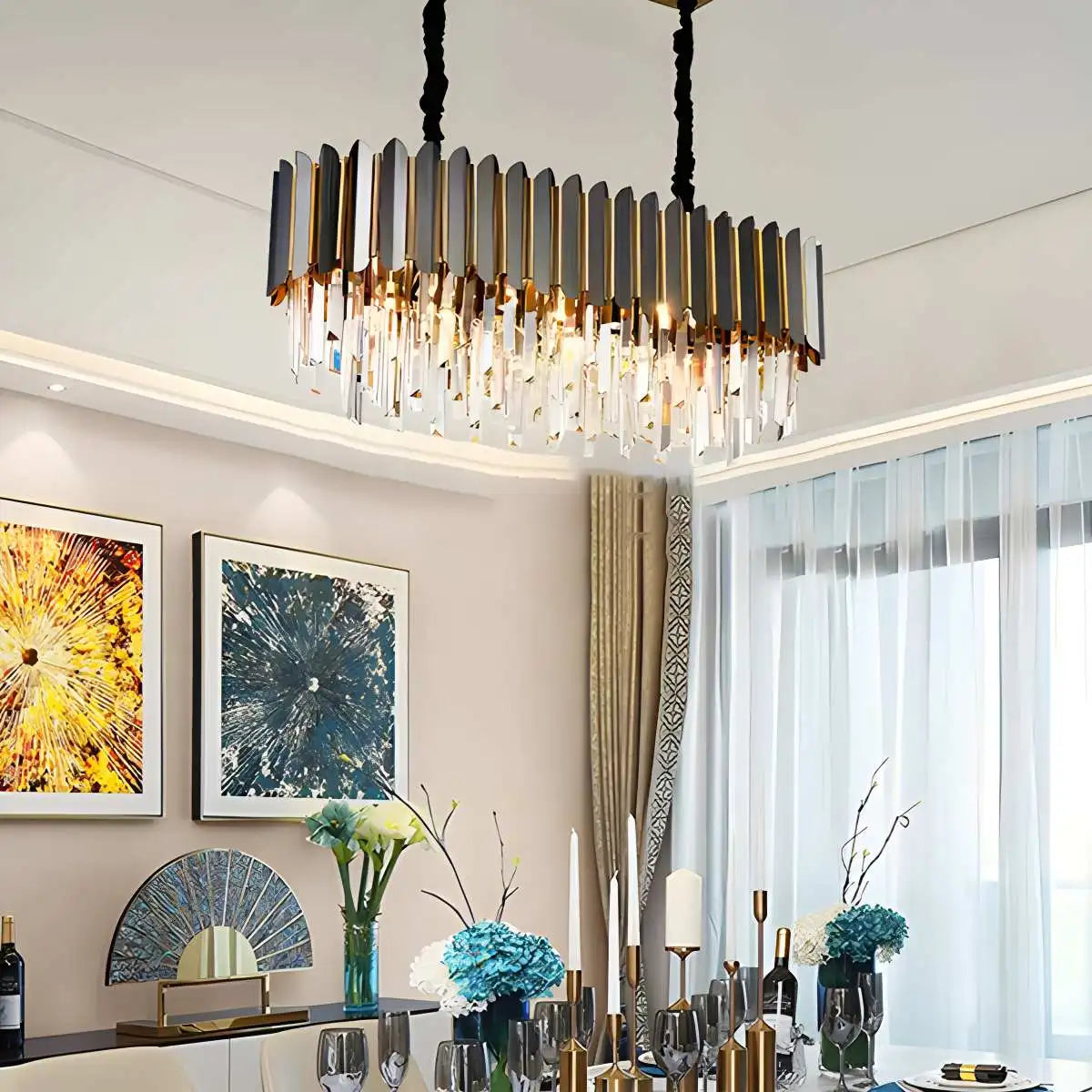 Feyran Modern Black Gold Luxury Crystal Chandelier