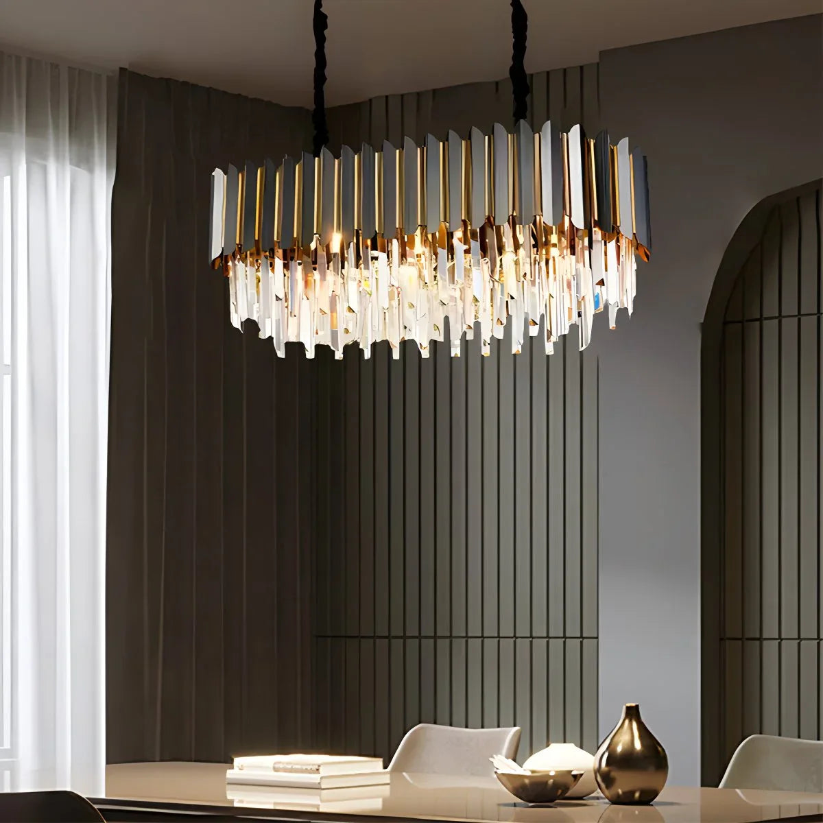 Feyran Modern Black Gold Luxury Crystal Chandelier