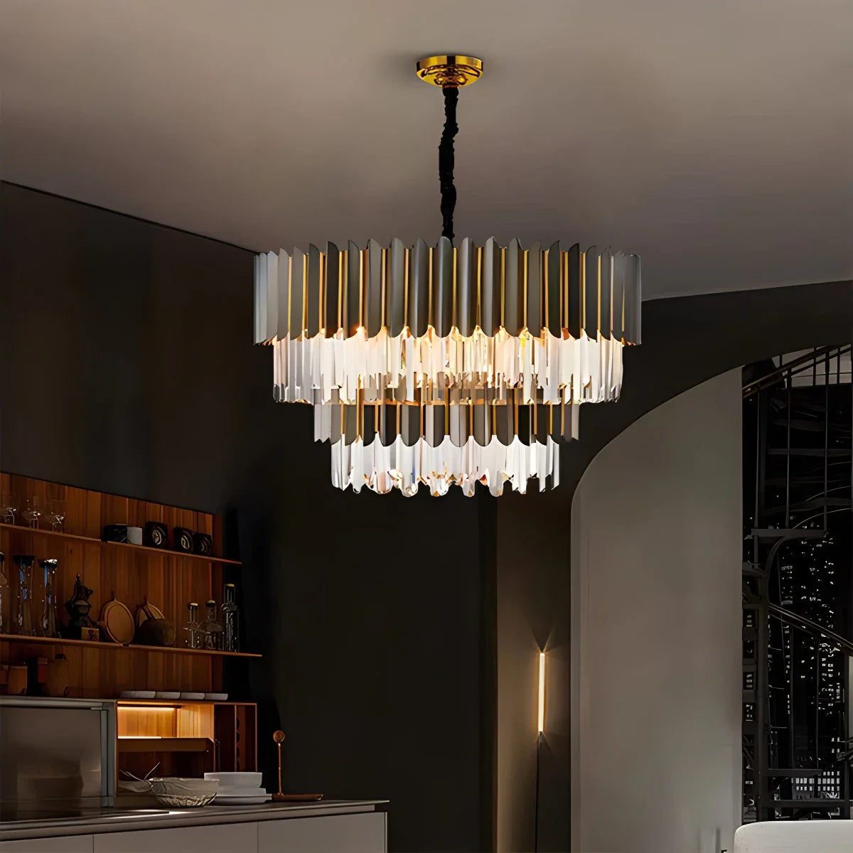 Feyran Modern Black Gold Luxury Crystal Chandelier