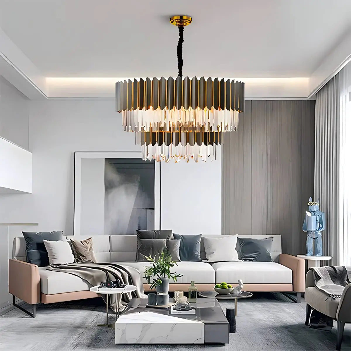 Feyran Modern Black Gold Luxury Crystal Chandelier