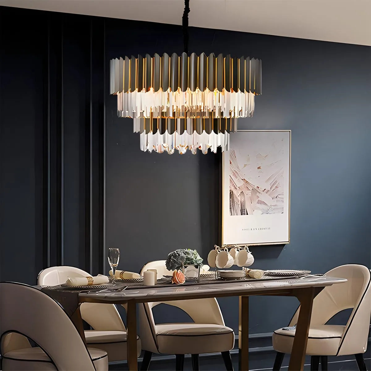 Feyran Modern Black Gold Luxury Crystal Chandelier