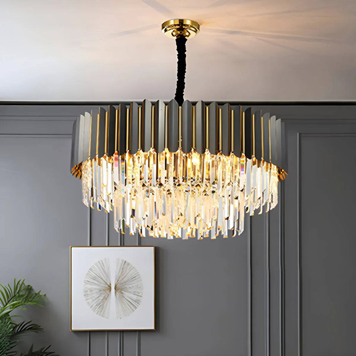 Feyran Modern Black Gold Luxury Crystal Chandelier