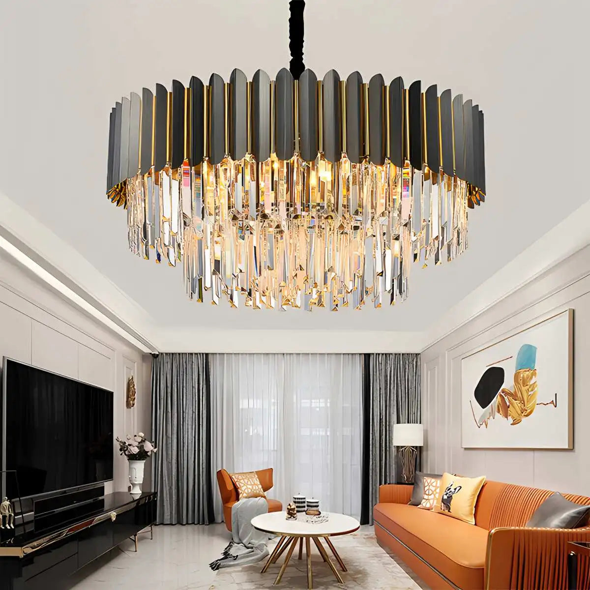 Feyran Modern Black Gold Luxury Crystal Chandelier