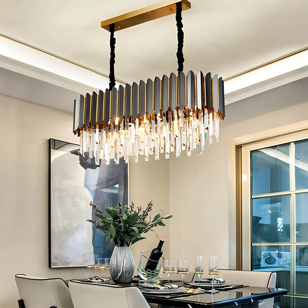 Feyran Modern Black Gold Luxury Crystal Chandelier